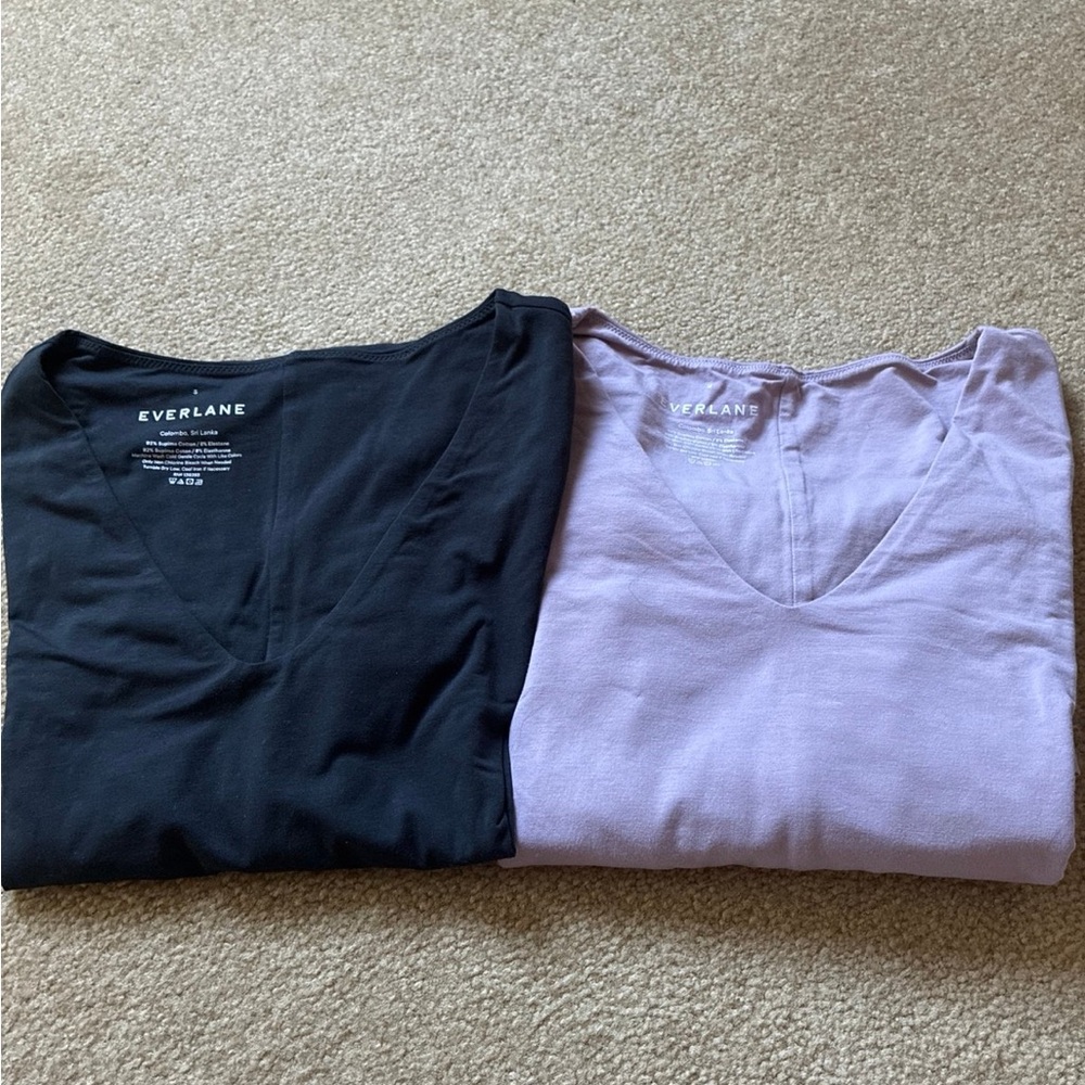 Bundle two everlane long sleeve V neck bodysuits